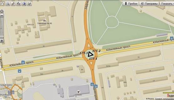 Схема рекламной плоскости по адресу 175-1_Заднепровская прЮбилейный на кольце