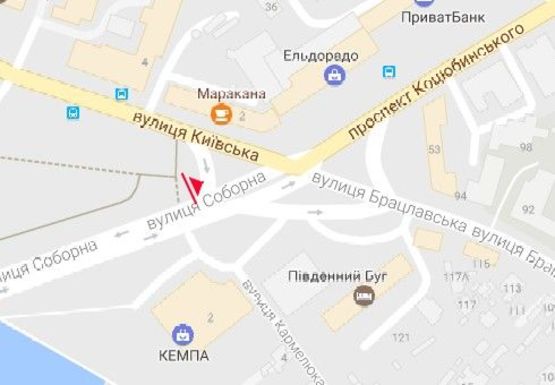 Схема рекламної площини за адресою Коцюбинского пр. - Киевская ул.