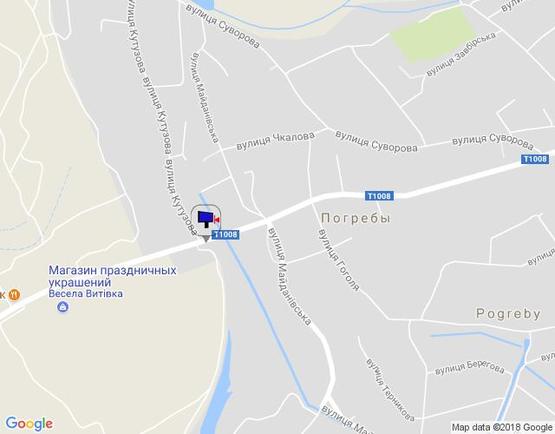 Схема рекламной плоскости по адресу с. Погреби, вул. Кірова (початок масиву Діброва), виїз з Погребів в бік Києва