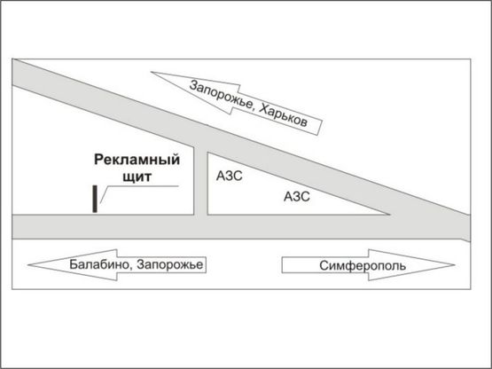 Схема рекламної площини за адресою трасса Запорожье-Мариуполь, Южный въезд в город, возле АЗС