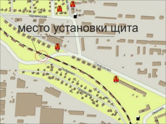 Схема рекламной плоскости по адресу ул. Украинская ул. Стефанова справа в сторону пр.Соборный