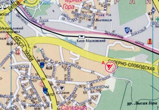 Схема рекламної площини за адресою Саперно-Cлободская ул. (3), перед Стратегическим шоссе