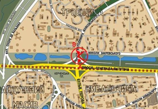 Схема рекламной плоскости по адресу Маяковского пр. - Ватутина пр.