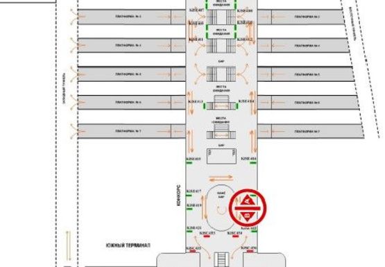 Схема рекламной плоскости по адресу Конкорс (Южный терминал)