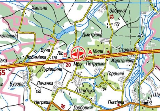 Схема рекламной плоскости по адресу Трасса M-06, Киев-Житомир, 28350