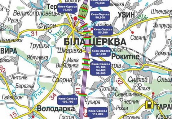 Схема рекламной плоскости по адресу Трасса M-05, Киев-Одесса, 93,100