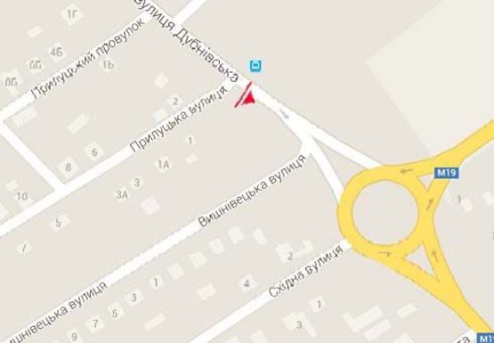 Схема рекламной плоскости по адресу Дубновская ул., перед кольцом, выезд на г. Дубно