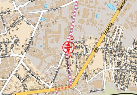 Схема рекламной плоскости по адресу Волынская ул.  - Промышленная ул.