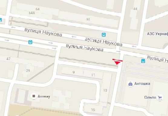 Схема рекламной плоскости по адресу Наукова ул.