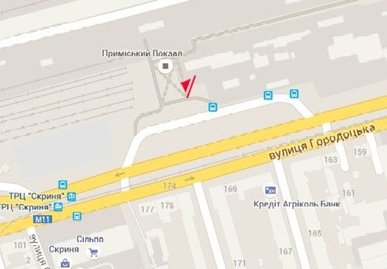 Схема рекламной плоскости по адресу Пригородный вокзал