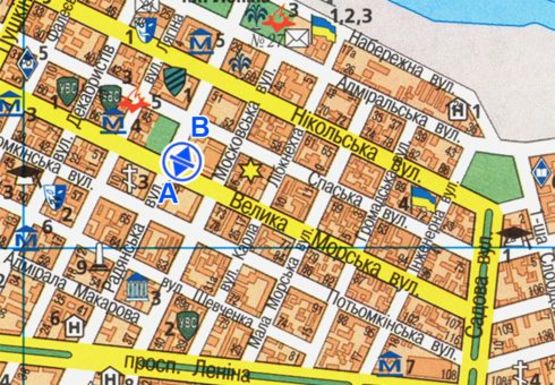 Схема рекламної площини за адресою Соборная ул. - Большая Морская ст.