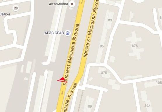 Схема рекламной плоскости по адресу Небесной Сотни пр, 91-А, автостоянка