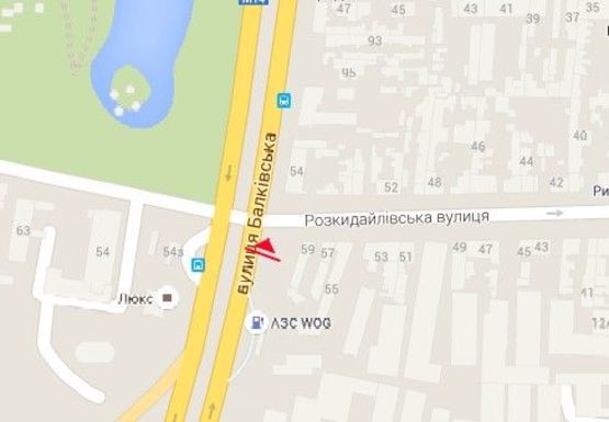 Схема рекламної площини за адресою Балковская ул. -  Раскидайловская ул.