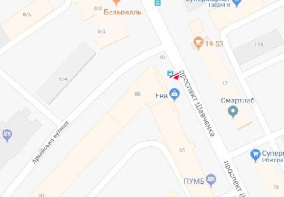 Схема рекламної площини за адресою Шевченко пр., Армейская ул. (остановка)