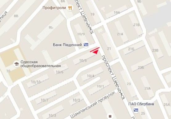 Схема рекламної площини за адресою Шевченко пр., 12 - Шампанский пер. (остановка)