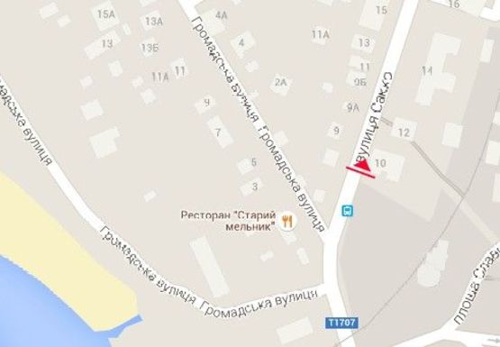 Схема рекламной плоскости по адресу Сакко ул. - Громадская ул.