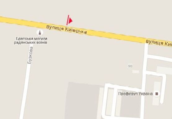 Схема рекламной плоскости по адресу Киевская ул., Бурштин, въезд со стороны Киева