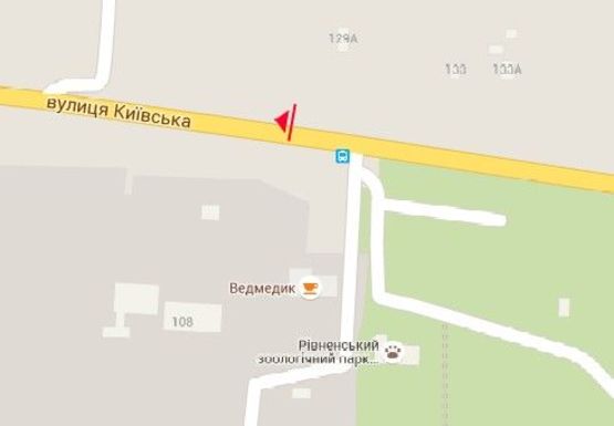 Схема рекламной плоскости по адресу Киевская ул., Зоопарк, вьезд со стороны Киева
