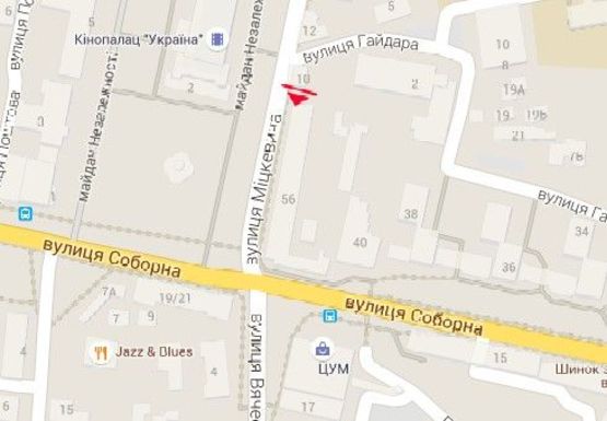 Схема рекламной плоскости по адресу Мицкевича ул., 10, на фасаде, левый