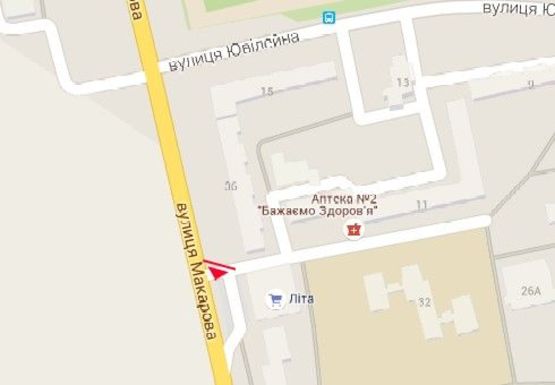 Схема рекламной плоскости по адресу Макарова ул., рядом с супермаркетом "Лита"