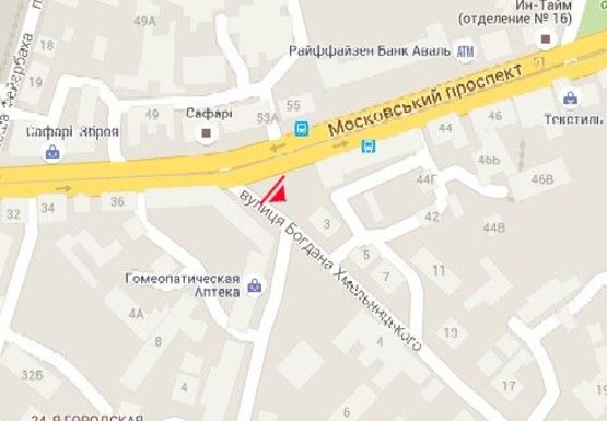 Схема рекламной плоскости по адресу Московский пр. - Б. Хмельницкого ул., 3