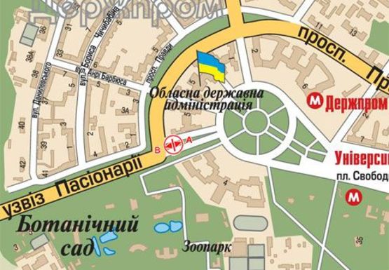 Схема рекламной плоскости по адресу Клочковский спуск - Правды пр.