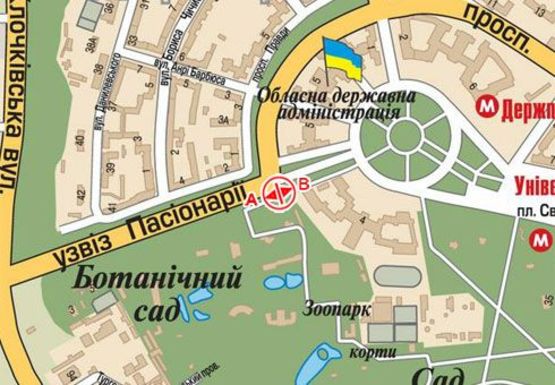 Схема рекламной плоскости по адресу Клочковский спуск - Правды пр.