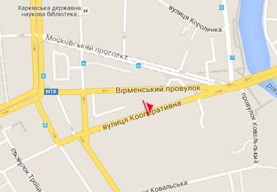 Схема рекламної площини за адресою Кооперативная ул., 20 (напротив)