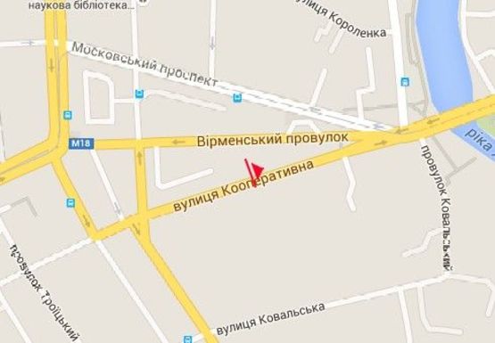 Схема рекламної площини за адресою Кооперативная ул., 20 (напротив)