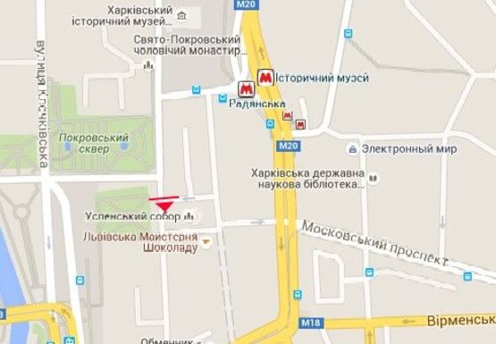 Схема рекламной плоскости по адресу Университетская ул. - Соборный спуск (напротив)