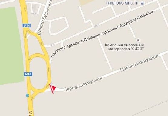 Схема рекламної площини за адресою Адмирала Сенявина пр. -  Паровозная ул.