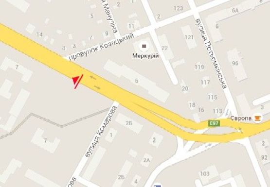 Схема рекламної площини за адресою Николаевское шоссе - Казацкий пер.