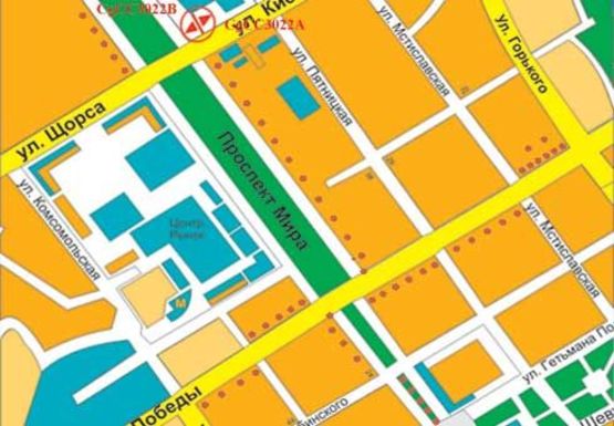 Схема рекламной плоскости по адресу Киевская ул., кафе Этуаль