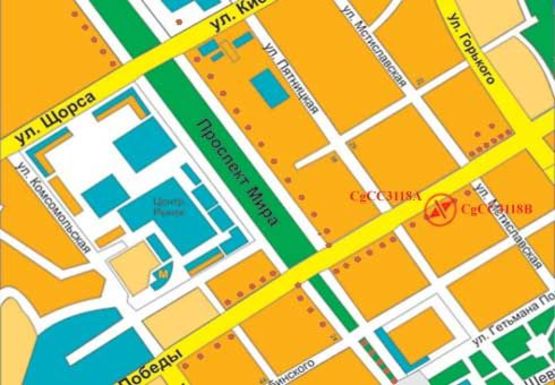 Схема рекламной плоскости по адресу Победы пр., Евростиль