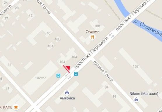 Схема рекламной плоскости по адресу Победы пр., магазин Био-Мебли