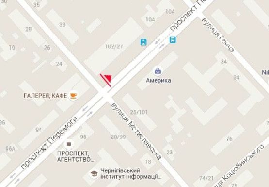 Схема рекламной плоскости по адресу Победы пр., магазин Прогресс №1