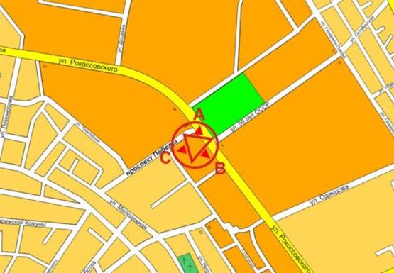 Схема рекламной плоскости по адресу Победы пр., 184 (маг. "Сиверский")