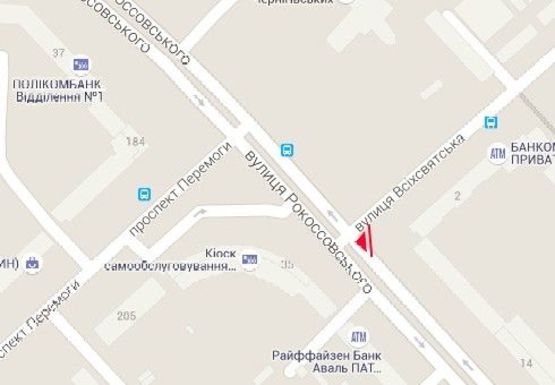 Схема рекламной плоскости по адресу Рокосовского ул. - Всехсвятской ул.