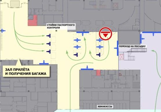 Схема рекламной плоскости по адресу Зал получения багажа, 1 этаж (Терминал А)