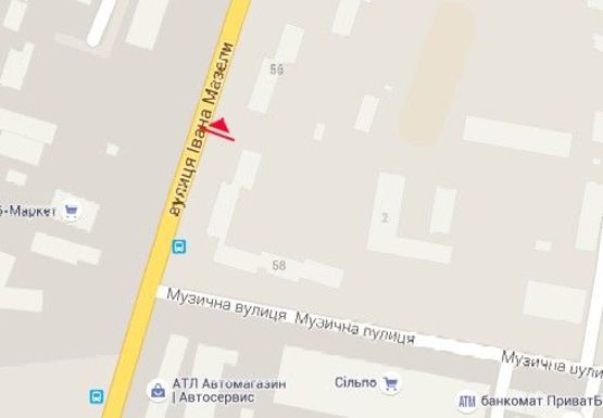 Схема рекламной плоскости по адресу Ивана Мазепы ул., 60а