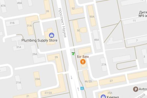 Схема рекламной плоскости по адресу Науки просп. (Леніна просп.), 48 (№1)