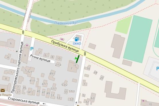 Схема рекламної площини за адресою Прибузька вул. - Михайла Грушевського вул.