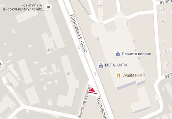 Схема рекламной плоскости по адресу Харьковское шоссе, 50 - Фанерная ул.