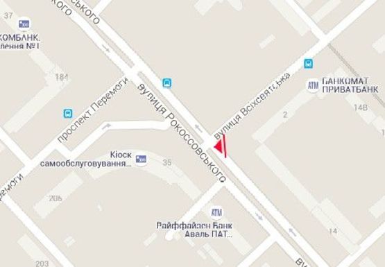 Схема рекламной плоскости по адресу Рокосовского ул. - Всехсвятской ул.