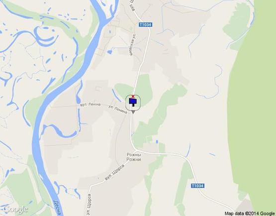 Схема рекламной плоскости по адресу с. Рожни, за зупинкою, перед поворотом на кладовище, в'їзд з Літок, перед вул.Леніна