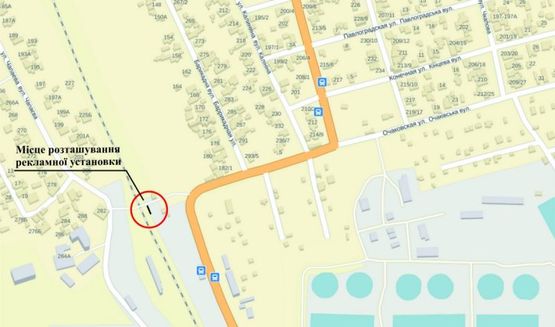Схема рекламної площини за адресою ул. Очаковская, южный выезд из города