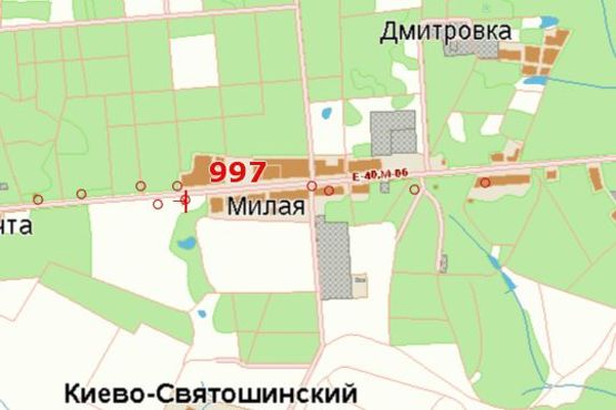 Схема рекламної площини за адресою Київ - Житомир, 12 км+100м до Києва (справа в напр. Києва; АЗС "Лукойл")