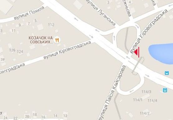 Схема рекламной плоскости по адресу Лобановского пр.  (бывш. Краснозвездный пр.) - Кировоградская ул.