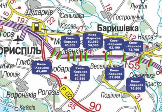 Схема рекламної площини за адресою Трасса M-03, Киев - Харьков, 54,500