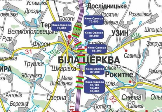 Схема рекламной плоскости по адресу Трасса M-05, Киев-Одесса, 85,200